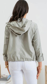Roll Cuff Spring Hooded Jacket