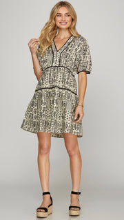 Botanical Print Cotton Poplin Dress