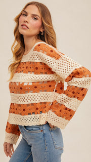 Daisy Crochet Colorblock Sweater