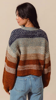 Multi-Stripe Marled Yarn Sweater