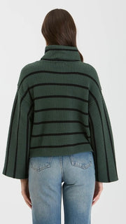 Stripe Wide Sleeve Cowl Neck Sweater