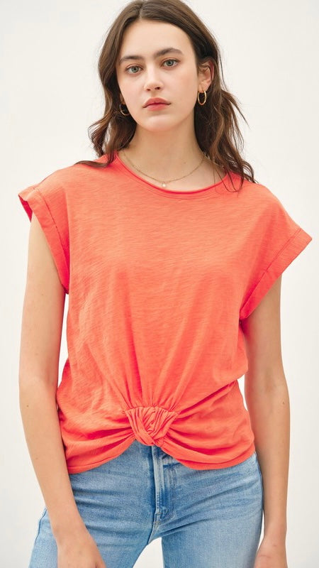 Knotted Front Cap Sleeve Top