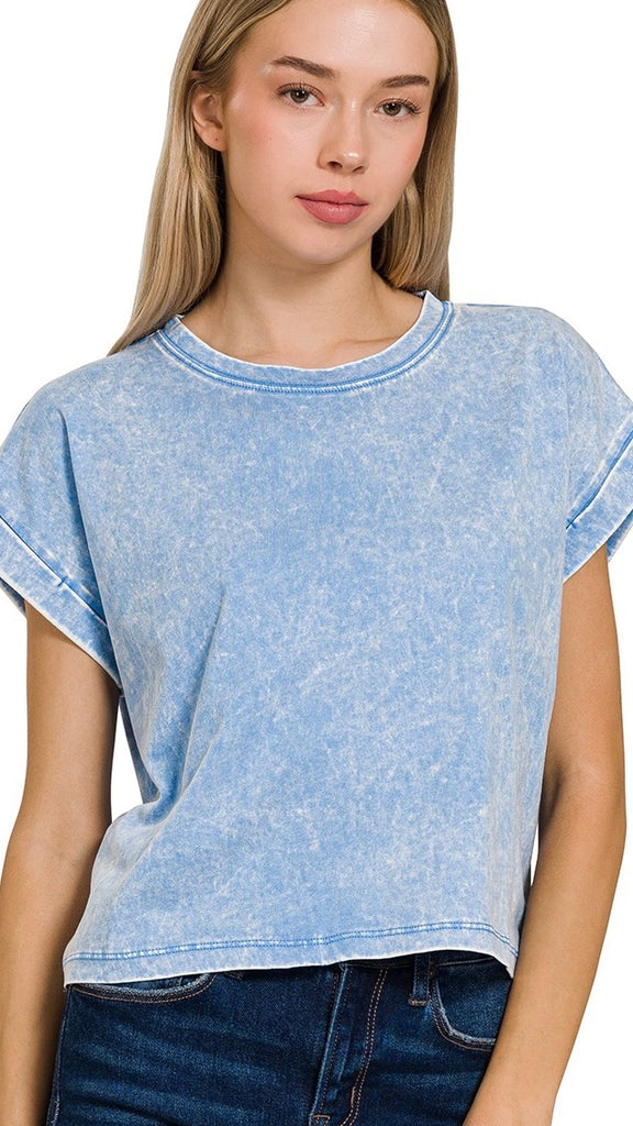 Mineral Cuffed Short Sleeve Top