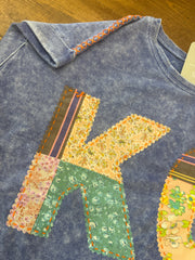 (76) KC Quilt Hand-Stitch Cuff Slv Long Tee (Small)