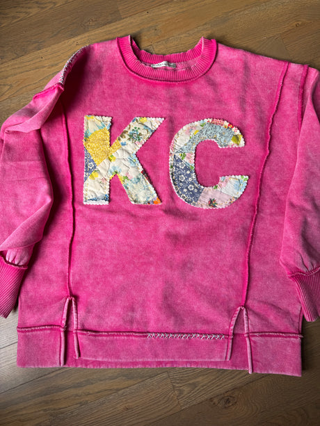 KC Quilt Hand-Stitch Split Hem Sweatshirt (28) - Large
