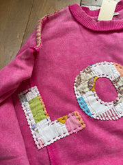 LOVE Quilt Hand-Stitch Split Hem Swtshirt (34) - Large