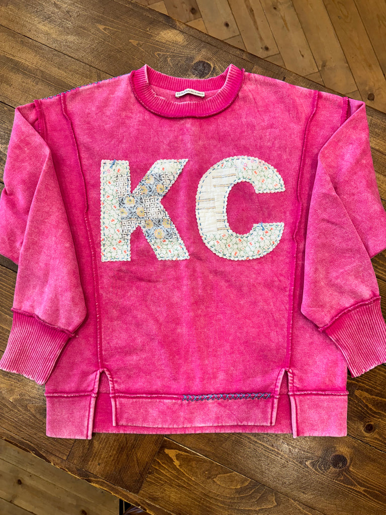 KC Quilt Hand-Stitch Split Hem Sweatshirt (61) Small