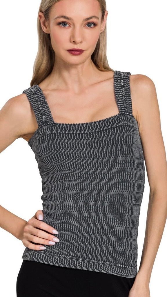 Textured Mineral Seamless Knit Tank Top