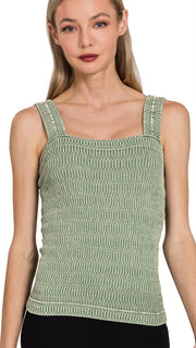 Textured Mineral Seamless Knit Tank Top