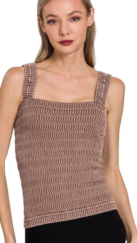Textured Mineral Seamless Knit Tank Top