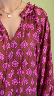 Fleur Print Raglan Bubble Slv Top