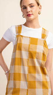 Check Tie Back Jumpsuit w/Pockets