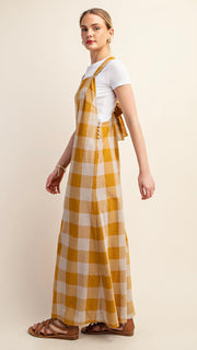 Check Tie Back Jumpsuit w/Pockets