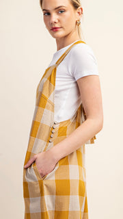 Check Tie Back Jumpsuit w/Pockets