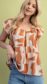 Simple Geo Print Flutter Slv Top