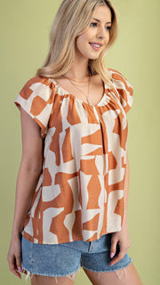 Simple Geo Print Flutter Slv Top