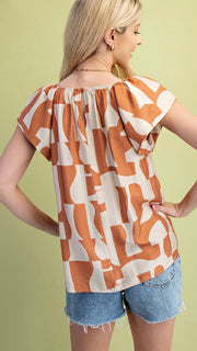 Simple Geo Print Flutter Slv Top