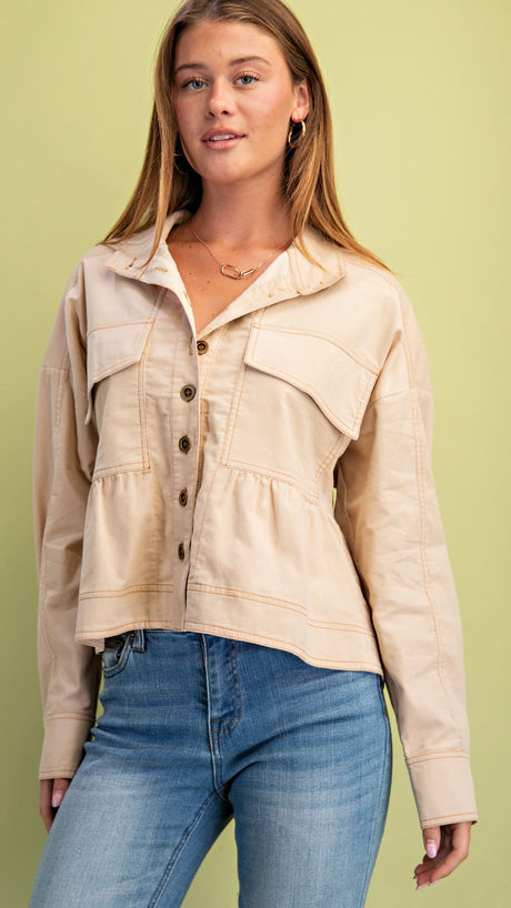 Lt Wt Corduroy Babydoll Jacket