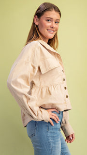 Lt Wt Corduroy Babydoll Jacket