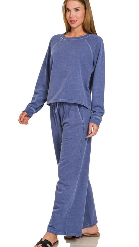 Washed French Terry Knit Pants
