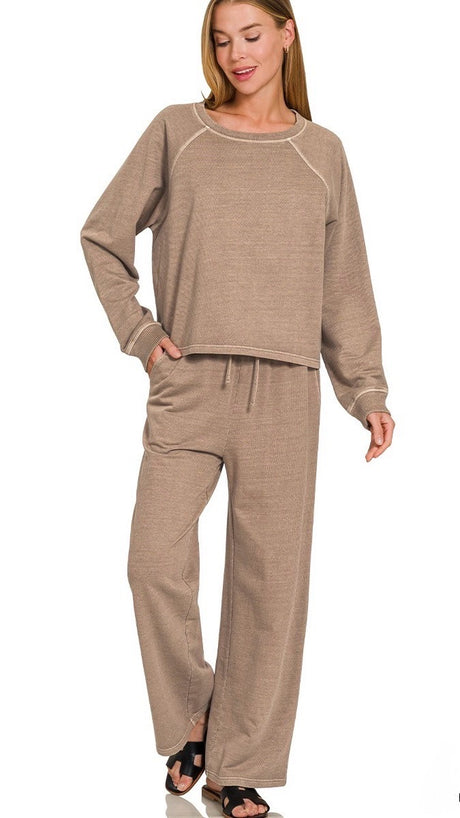 Washed French Terry Knit Pants