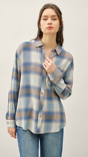 Lt Wt Plaid Button Down Top
