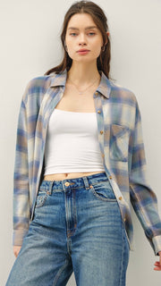Lt Wt Plaid Button Down Top