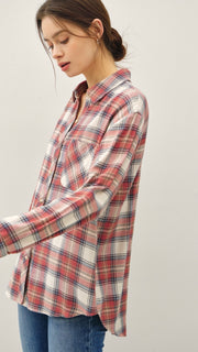 Lt Wt Plaid Button Down Top