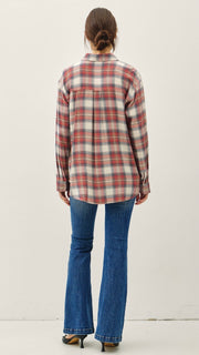 Lt Wt Plaid Button Down Top