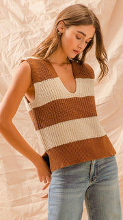 Deep V Stripe Sweater Vest