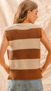 Deep V Stripe Sweater Vest