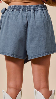 Braided Trim Wrap Front Skort