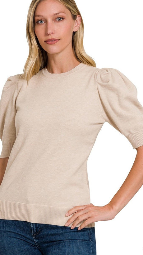Puff Short Sleeve Sweater Top