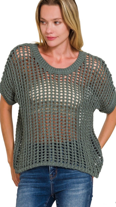 Cotton Open Weave Sweater Top 2