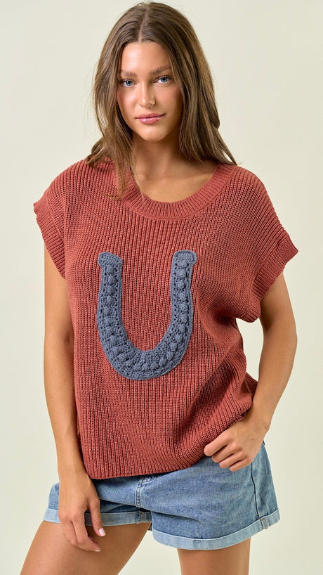 Horseshoe Crochet Dolman Sweater Top