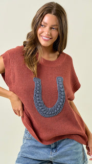 Horseshoe Crochet Dolman Sweater Top