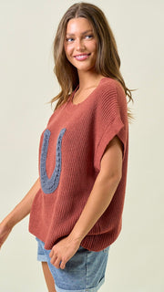 Horseshoe Crochet Dolman Sweater Top