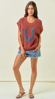 Horseshoe Crochet Dolman Sweater Top
