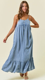 Tencel Denim Midi Dress w/pockets