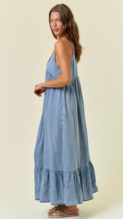 Tencel Denim Midi Dress w/pockets