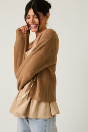Yarn Lace Trim Pointelle Cardigan