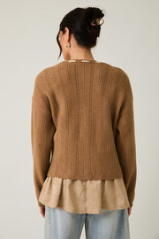 Yarn Lace Trim Pointelle Cardigan