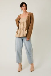 Yarn Lace Trim Pointelle Cardigan