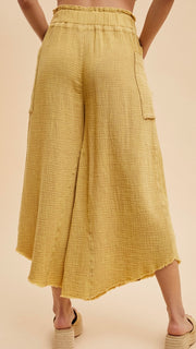 Cotton Gauze Patch Pkt Wide Leg Pants