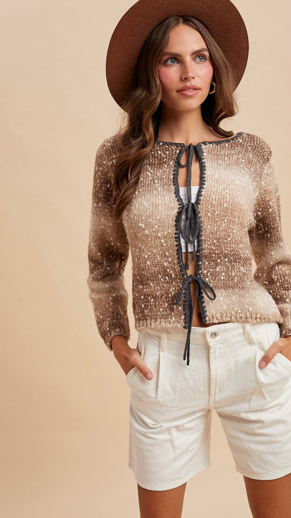 Ombre Tie Front Sweater