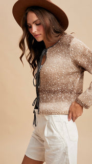 Ombre Tie Front Sweater