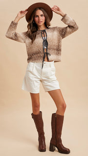 Ombre Tie Front Sweater