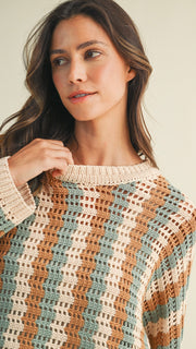 Vertical Stripe Dolman Slv Sweater