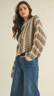 Vertical Stripe Dolman Slv Sweater