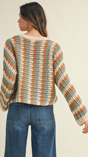 Vertical Stripe Dolman Slv Sweater